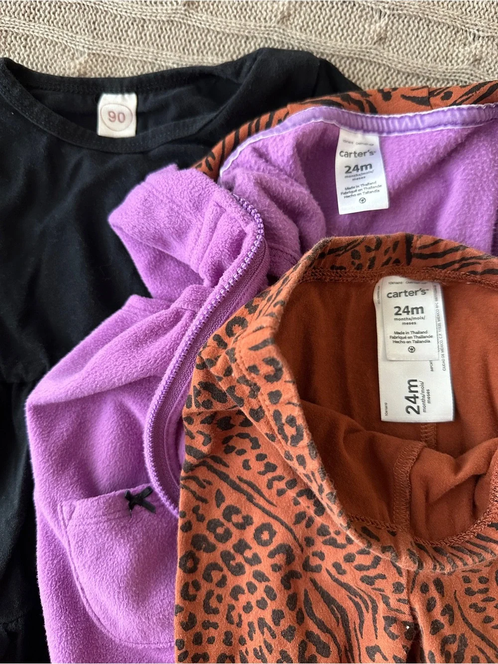EUC Carter’s 3pc Baby Girl Outfit Set, Purple Leopard, 24 Months